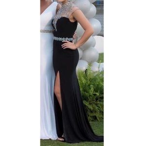 Black Prom Dress with Custom Earrings